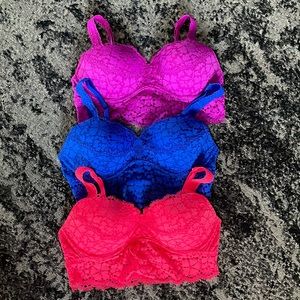 Set of 3 brand new PINK brand bralettes (selling as set), size Medium